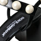 Black Leather Faux Pearl Heel Sandals Shoes