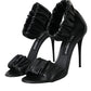 Black Leather Keira Heels Sandals Shoes
