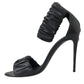 Black Leather Keira Heels Sandals Shoes