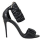 Black Leather Keira Heels Sandals Shoes