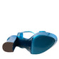 Metallic Blue Leather Platform Sandals Shoes