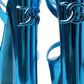 Metallic Blue Leather Platform Sandals Shoes