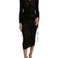 Black Sheer Bodycon Sheath Midi Dress