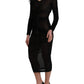 Black Sheer Bodycon Sheath Midi Dress