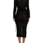 Black Sheer Bodycon Sheath Midi Dress