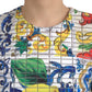 Multicolor Majolica 3/4 Sleeves Shift Dress