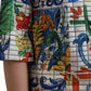 Multicolor Majolica 3/4 Sleeves Shift Dress