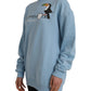 Light Blue Cotton Logo Long Sleeves Pullover Sweater