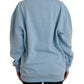 Light Blue Cotton Logo Long Sleeves Pullover Sweater