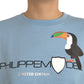 Light Blue Cotton Logo Long Sleeves Pullover Sweater