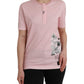 Pink Floral Print Cotton Short Sleeves T-shirt