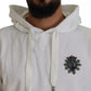 White Cotton Hooded Sweatshirt Logo Sweater