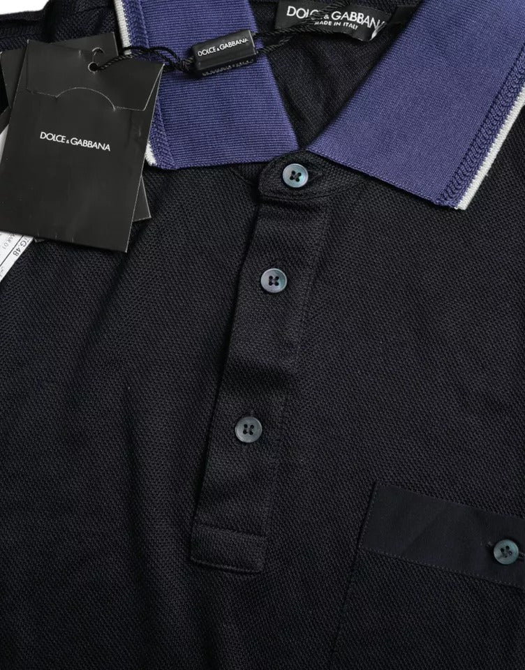 Polo Navy Blue Collared Silk Men T-shirt