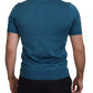 Blue Collared Short Sleeves Silk T-shirt