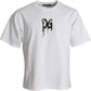 White Logo Print Cotton Crewneck Men T-shirt