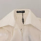 Off White Collar Long Sleeves Blouse Silk Top