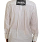 White Cotton Crystals Shirt Embellished Top