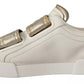 White Gold Leather Trainers Sneakers Shoes