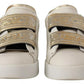 White Gold Leather Trainers Sneakers Shoes
