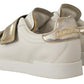 White Gold Leather Trainers Sneakers Shoes
