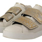 White Gold Leather Trainers Sneakers Shoes