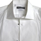 White Bib Cotton Poplin Men Formal GOLD Shirt