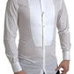 White Bib Cotton Poplin Men Formal GOLD Shirt