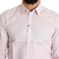 Light Pink Cotton Men Formal GOLD Dress Shirt