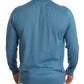 Blue Cashmere Crewneck Pullover Logo Sweater