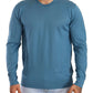 Blue Cashmere Crewneck Pullover Logo Sweater