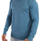 Blue Cashmere Crewneck Pullover Logo Sweater