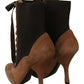Brown Stretch Suede Ankle High Boots Shoes
