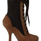 Brown Stretch Suede Ankle High Boots Shoes