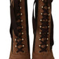 Brown Stretch Suede Ankle High Boots Shoes