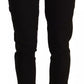 Black Cotton Skinny Denim Logo Plaque Jeans