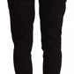 Black Cotton Skinny Denim Logo Plaque Jeans