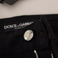 Black Cotton Skinny Denim Logo Plaque Jeans