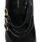 Black Leather Ankle Strap Heels Pumps Shoes