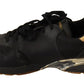 Black Gold Leather Low Trainers Sneakers Men Shoes