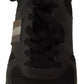 Black Gold Leather Low Trainers Sneakers Men Shoes