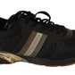 Black Gold Leather Low Trainers Sneakers Men Shoes