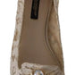 Beige Lace Crystal Ballet Flats Loafers Shoes