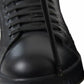 Black Floral Lace Leather Women Sneakers Shoes