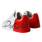 White Red Leather Logo Low Top Sneakers Shoes