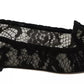Black Floral Lace Loafers Flats Shoes
