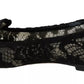 Black Floral Lace Loafers Flats Shoes
