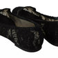 Black Floral Lace Loafers Flats Shoes