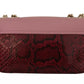 Pink Red Exotic Skins Gold Chain Purse LUCIA Leather Bag