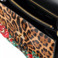 Multicolor Leopard Crystal Roses WELCOME Fur Bag