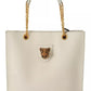 White Crystal Leopard Head Leather JUNGLE Tote Bag